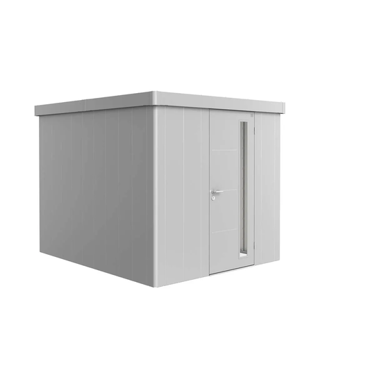 Biohort Neo 3B Metal Garden Shed Standard Door In Metallic Silver
