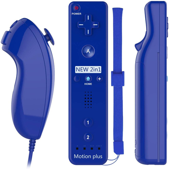 (DARK BLUE) Wii / Wii U Remote + Nunchuck With Motion Plus