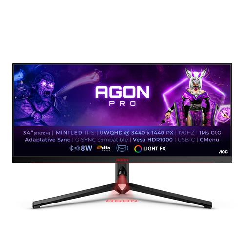 AOC AGON PRO AG344UXM computer monitor 86.4 cm (34") 3440 x 1440 pixels UltraWide Quad HD LED Black Red