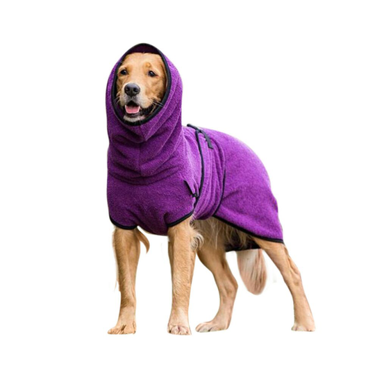 (Purple, XL) Pet Dog Towelling Quick Drying Robe Coat Jacket Puppy Apparel Clothes Sleepwear