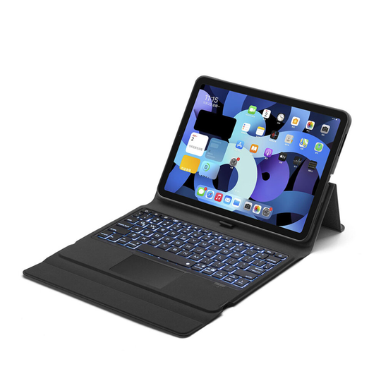 (iPad 10.2 2019 / 2020 / 2021) Premium Folio Bluetooth Backlit Keyboard Case With Trackpad / Stand For iPad