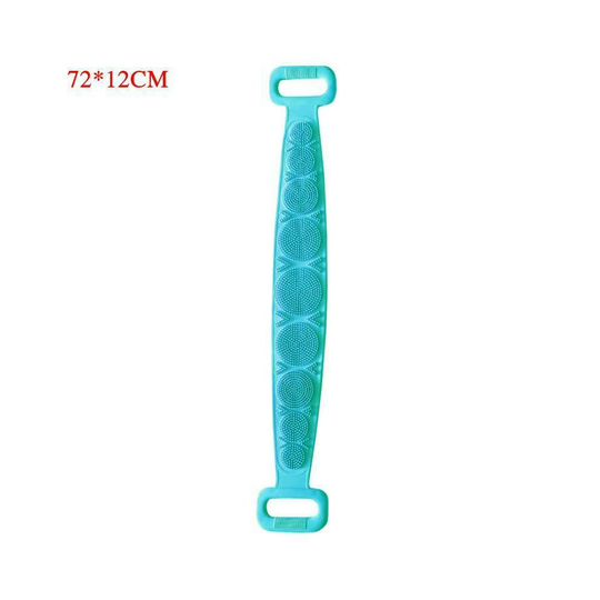 (Green, 72*12cm) Silicone Back Scrubber Body Cleaning Tool Bath Belt Dual Sided Massage Spa Brush