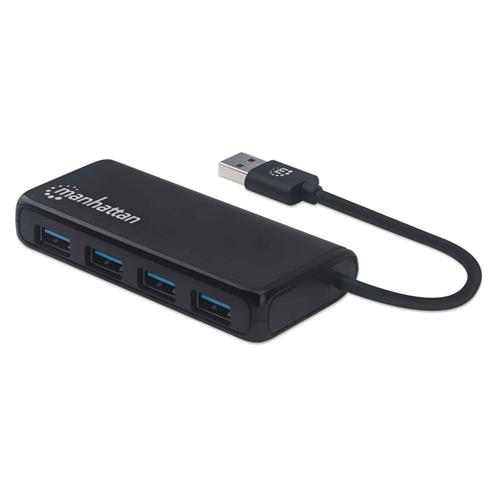 Manhattan USB-A 4-Port Hub 4x USB-A Ports 5 Gbps (USB 3.2 Gen1 aka USB 3.0) Bus Power Equivalent to ST4300PBU3 & ST4300MINU3B SuperSpeed USB Black Three Year Warranty Box