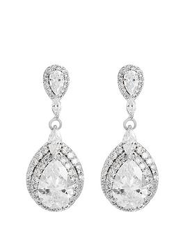Jon Richard Double Pave Halo Peardrop Earring