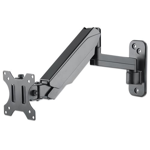 Manhattan TV & Monitor Mount Wall Spring Arm 1 screen Screen Sizes: 17-32" Black VESA 75x75 to 100x100mm Max 8kg Height Adjustable Swivel Arm (3 pivots) Lifetime Warranty