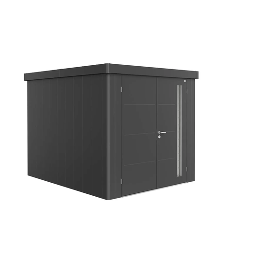 Biohort Neo 3B Metal Garden Shed Double Door In Metallic Dark Grey