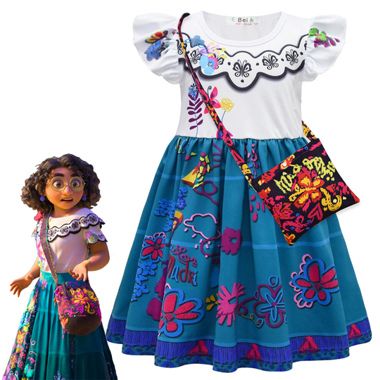 (6-7 Years) Girls Encanto Mirabel Cosplay Dress Princess Costume Party Fancy Dress Up Gifts