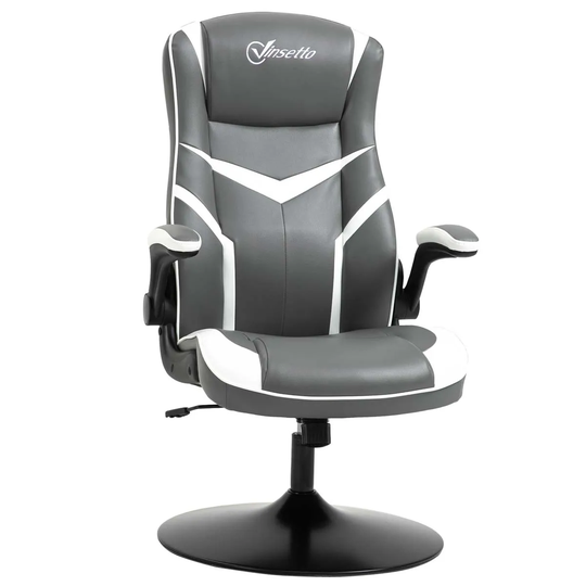Vinsetto Racing Office Chair Pvc Leather Computer Gaming Height Adjustable - Grey