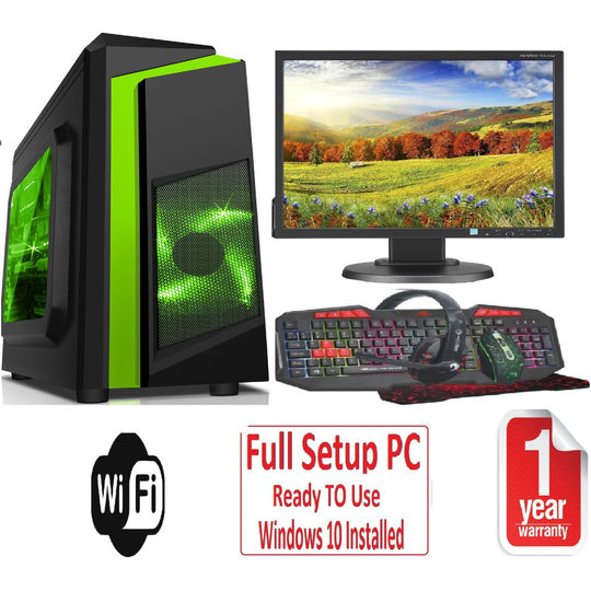 Fast Gaming PC Bundle - i5 8GB RAM 1TB GT710 2GB - WiFi - WARRANTY - F3 GREEN