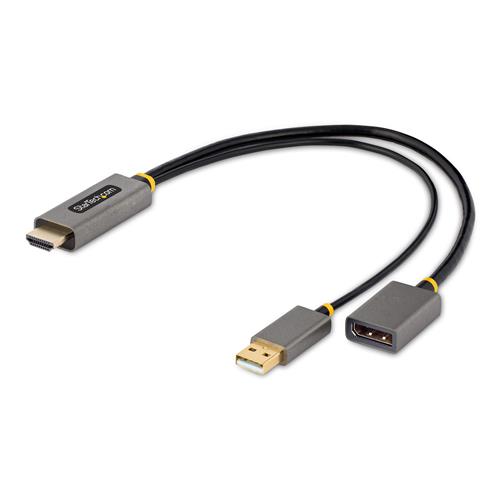 StarTech.com 1ft (30cm) HDMI to DisplayPort Adapter Cable Active 4K 60Hz HDMI 2.0 to DP 1.2 Converter HDR USB Bus Powered HDMI Source to DisplayPort Monitor for Laptops/PC