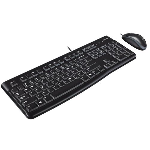 Logitech Desktop MK120 keyboard Mouse included USB QWERTY UK International Black