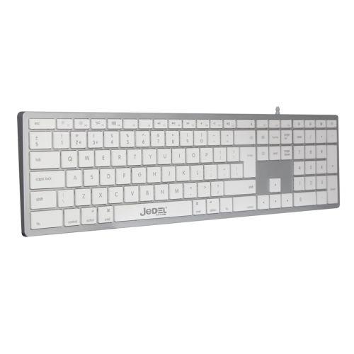 Jedel CK-140U Multimedia Keyboard USB-A & USB-C Low Profile Apple Mac Compatible Silver