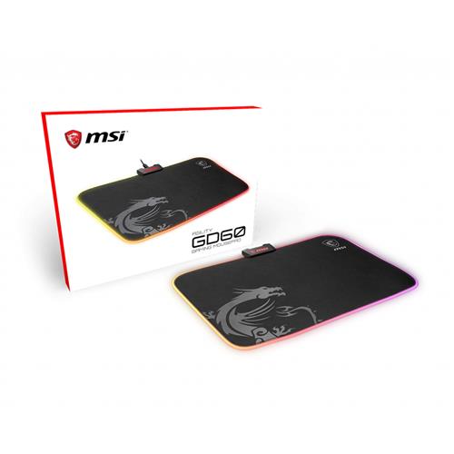 MSI AGILITY GD60 RGB Pro Gaming Mousepad '386mm x 290mm Pro Gamer Silk Surface Iconic Dragon design Anti-slip and shock-absorbing rubber base RGB edges'