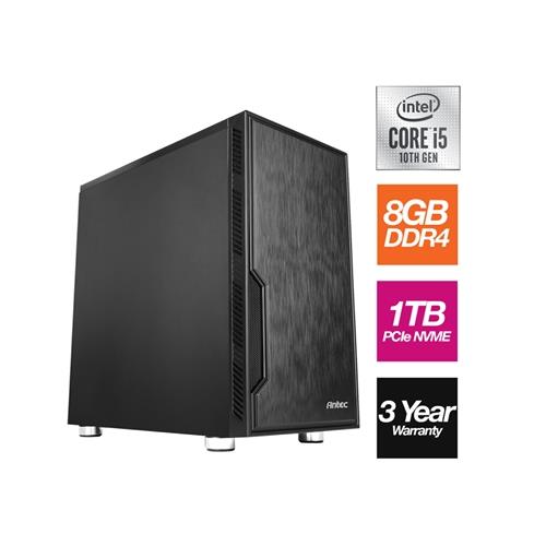 Intel i5-10400 6 Core 12 Threads 2.90GHz (4.30GHz Boost) CPU 8GB DDR4 RAM 1TB NVMe M.2 Antec VSK Chassis - Pre-Built PC
