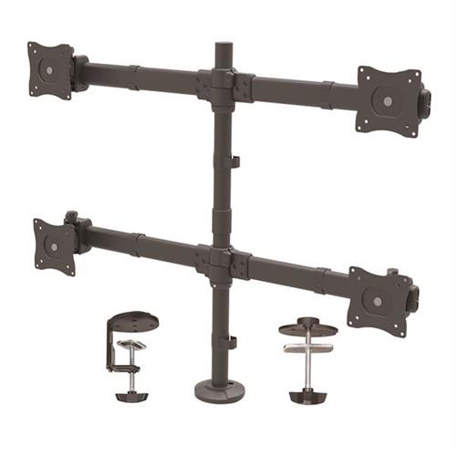 StarTech.com Desk Mount Quad Monitor Arm - Ergonomic VESA 4 Monitor Mount 2x2 up to 27" - Articulating & Height Adjustable Pole Mount - Tilt/Swivel/Rotate LCD/LED Screen - Desk Clamp/Grommet