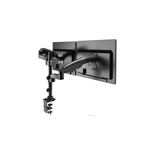 HUANUO Dual Monitor Mounts Fit 17"-32" Flat Arc LCD/LED Screen, Twin 360Rotation Height Adjustable Gas Spring Arm Stand, 2 Mounting Options, VESA 7