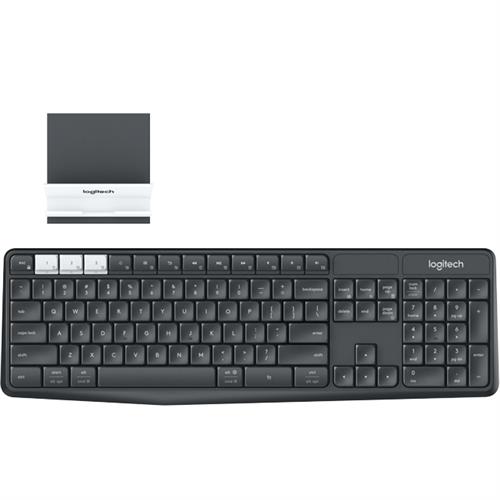 Logitech K375s Multi-Device Wireless and Stand Combo keyboard RF Wireless + Bluetooth QWERTZ German Graphite White