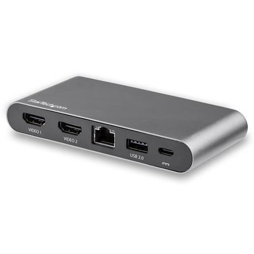 StarTech.com USB C Dock - 4K Dual Monitor HDMI Display - Mini Laptop Docking Station - 100W Power Delivery Passthrough - GbE 2-Port USB-A Hub - USB Type-C Multiport Adapter - 3.3' Cable