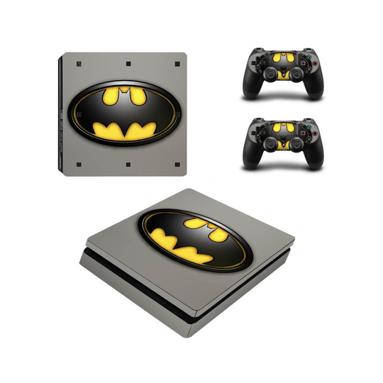 (Batman) PS4 Slim PVC Stickers for Console + 2 Controllers