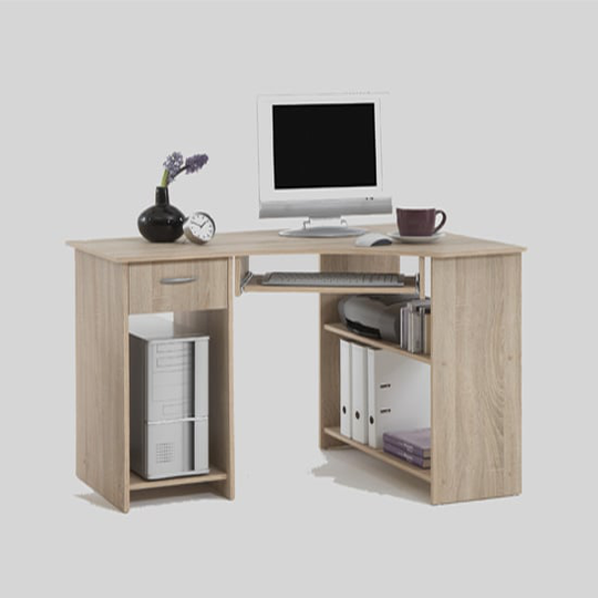 Felix Home Office Wooden Corner Computer Desk In Oak