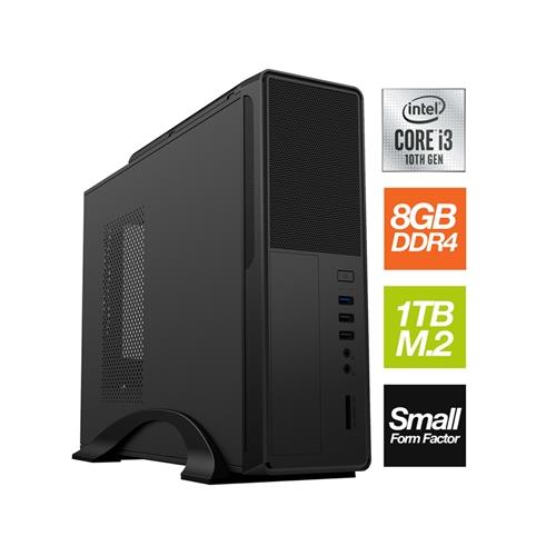 Small Form Factor - Intel i3 10105 Quad Core 8 Thread 3.70GHz (4.40GHz Boost) 8GB RAM 1TB M.2 No Optical Small Foot Print for Home or Office Use - Pre-Built PC