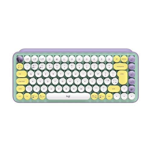Logitech Pop Keys keyboard RF Wireless + Bluetooth QWERTY UK English Mint colour Violet White Yellow