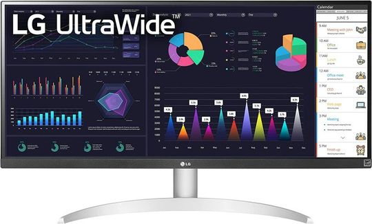 LG 29WQ600-W 29" UltraWide, Full HD, 100Hz IPS Monitor, with RGB 99% Color Gamut with HDR10, USB Type-C, AMD FreeSync, Built in Speakers, 3-Side