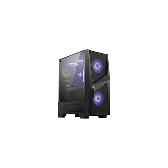 MSI MAG FORGE 100M Mid Tower Gaming Computer Case Black, 2x 120 mm RGB PWM Fan, 1x 120 mm Fan, 1-6 RGB Hub, Tempered Glass Panel, ATX, mATX, mini-IT