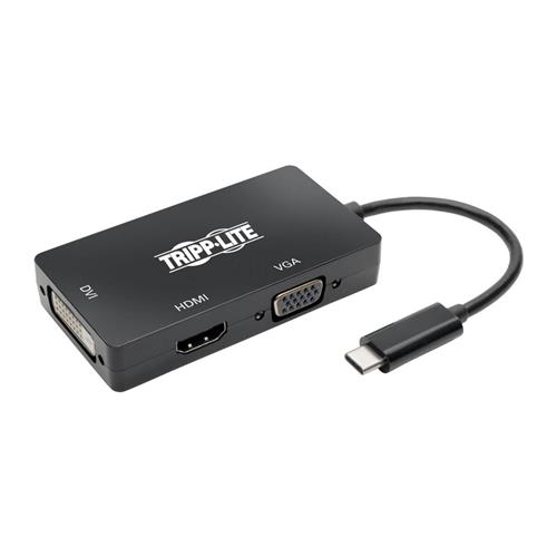 Tripp Lite U444-06N-HDV4KB USB-C Multiport Adapter (M/3xF) - 4K HDMI DVI VGA HDCP Black