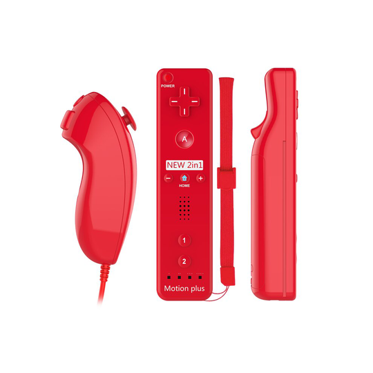 (RED) Wii / Wii U Remote + Nunchuck With Motion Plus