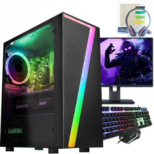 Fast Gaming PC Bundle Core i5 16GB 120GB SSD Windows 10 Nvidia GT 1030