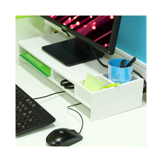 Computer Riser Monitor Stand PC Laptop Screen TV Desk Storage Plinth