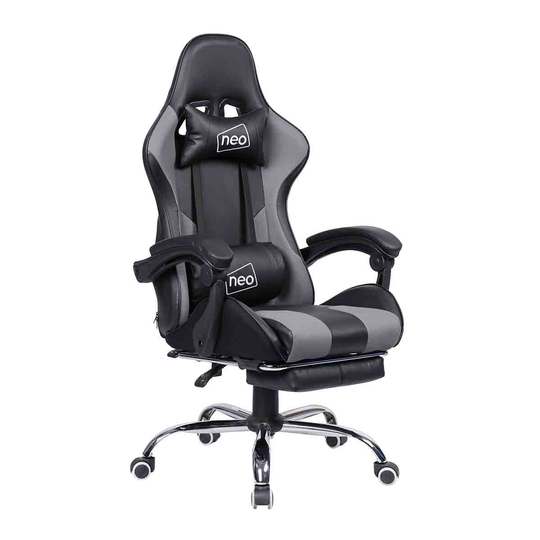 Neo Grey Fabric Computer Office Gaming Chair With Message Function & Footrest