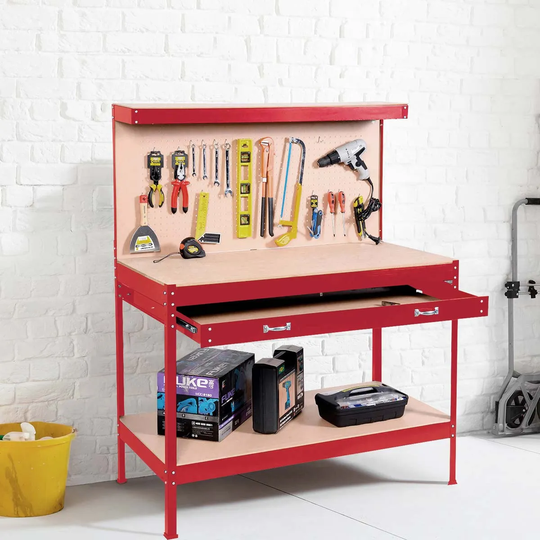 Neo Red Workbench With Heavy-duty Steel Pegboard