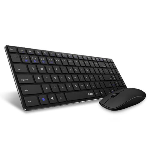 Rapoo 9300M keyboard Mouse included RF Wireless Black