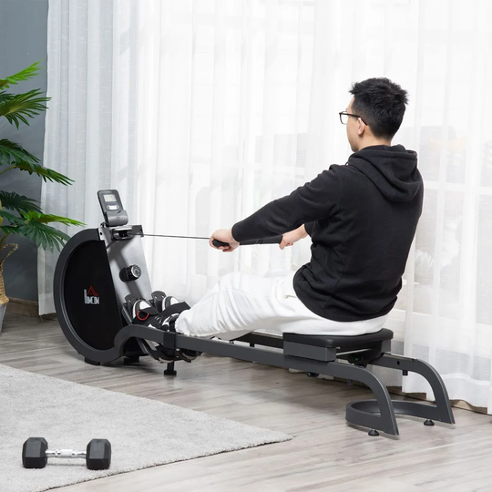 HOMCOM Magnetic Foldable Rower With 16-Level Adjustable Resistance For Home Gym Black