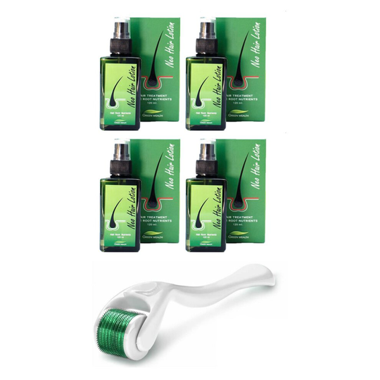 Green wealth Neo Hair Lotion 120ml Pack of 4 + 1 Derma Roller
