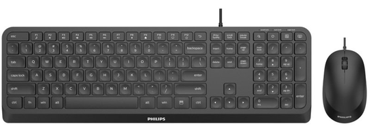 Philips SPT6207B Wired Keyboard and Mouse Deskset Combo, Black