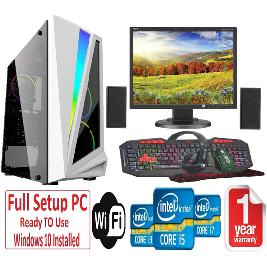 Fast Gaming PC Bundle+Bk Speakers - i5 8GB RAM 1TB GT710 2GB 19'' MARS WHITE