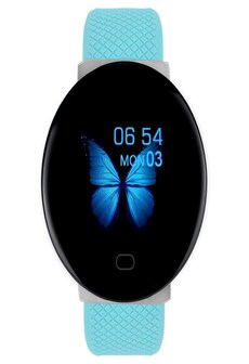 2020 D19 Waterproof Smart Bracelet Full Screen Heart Rate Monitor Pedometer for Women and Men - Blue Clear