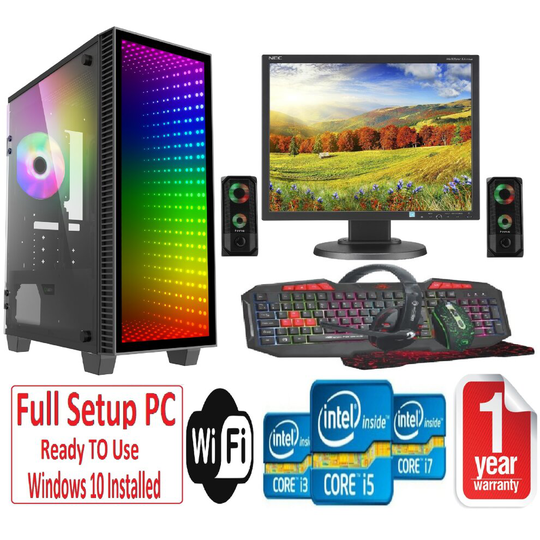 Fast GAMING PC Bundle - i5 16GB RAM 1TB+128GB SSD GTX1050TI 4GB - Speakers - ABYSS MINI