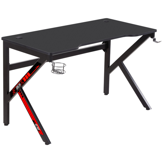 HOMCOM Gaming Desk Racing Table w/ Rotatable Cup Holder Headphone Hook