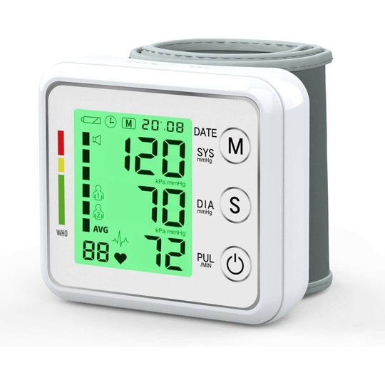 Automatic Digital LCD Wrist Blood Pressure Monitor BP Machine Sphygmomanometer Heart Rate Detection 3 Color Backlight Memory