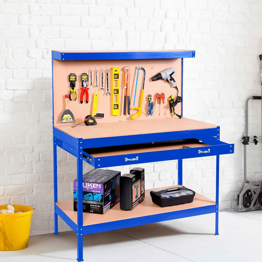 Neo Blue Workbench With Heavy-duty Steel Pegboard