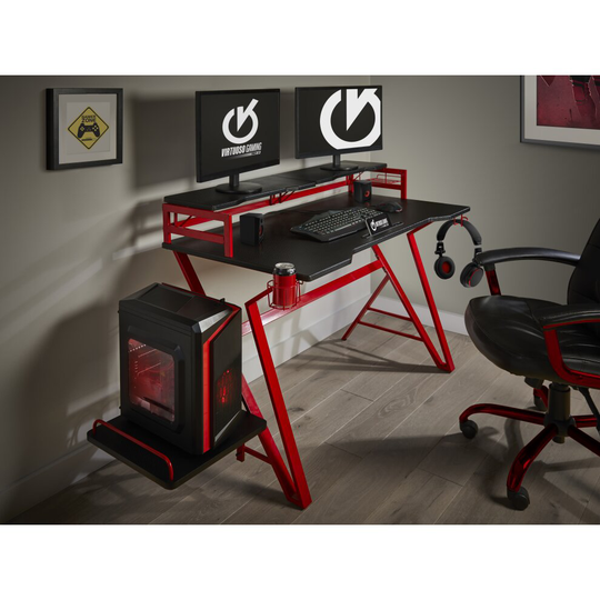 Virtuoso Black and Red 'PRO VXO1' Carbon Fibre Effect Gaming Desk