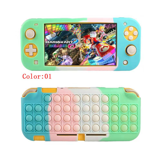 (For Switch Lite, 01) Silicone Case for Nintendo Switch Lite/Oled With Pop it Fidget Toy