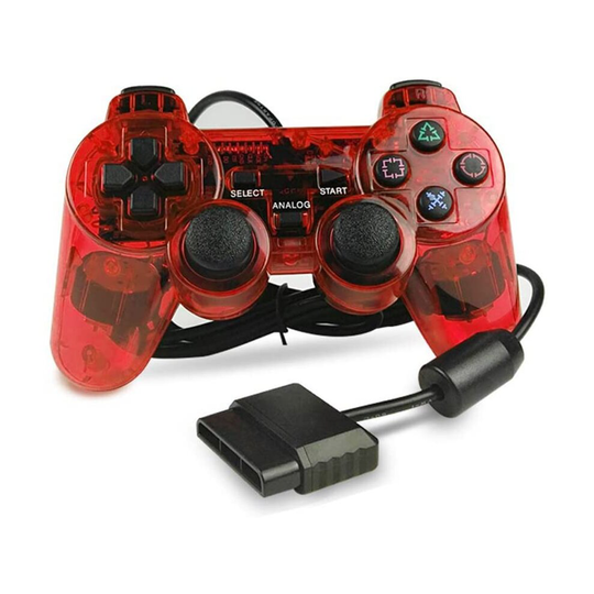 PS2 Wired Controller Transparent Red