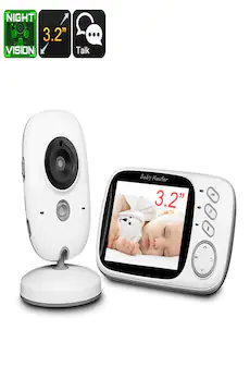 Wireless Baby Monitor - 3.2 Inch Display, Temperature Monitor, Dual-Way Audio, 2.4GHz Wireless, Play Songs