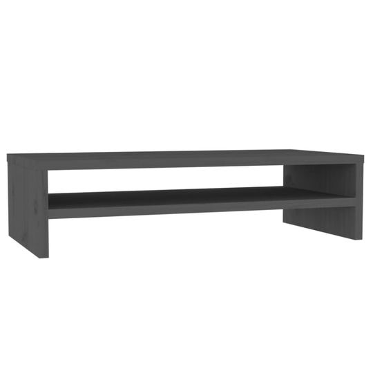 (grey) vidaXL Solid Wood Pine Monitor Stand Black Wooden Desktop Riser Display Shelf