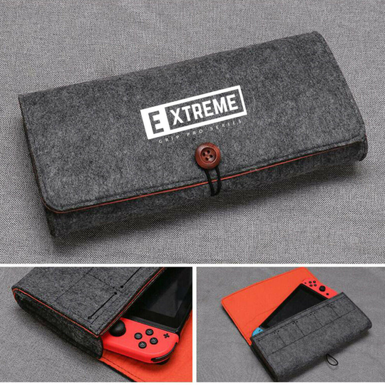 Portable Travel Bag Carrying Case Felt Pouch Storage Bag for Nintendo Switch - Grey
